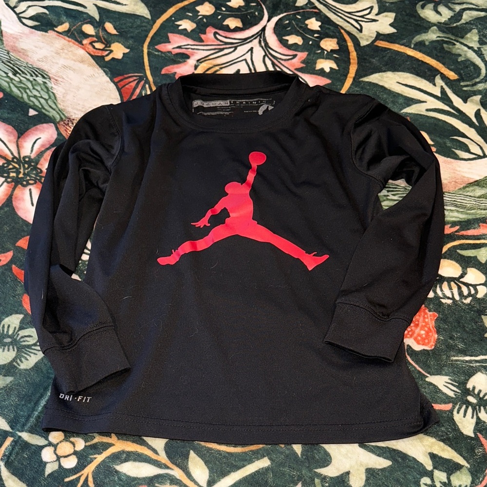 Nike Kids Black and Red Long Sleeve Tee